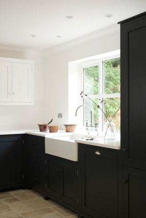 Cabinet Door Styles In 2018 Dark Blue And White Shaker Kitchen Cabinets By DeVol 300x449 