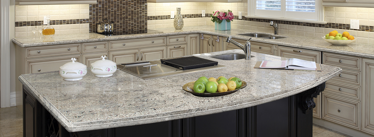 bianco romano granite in cream kitchen