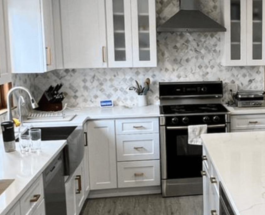 Beautiful White Shaker Kitchen Remodel Project in Little Falls, NJ | Home Art Tile Kitchen and Bath
