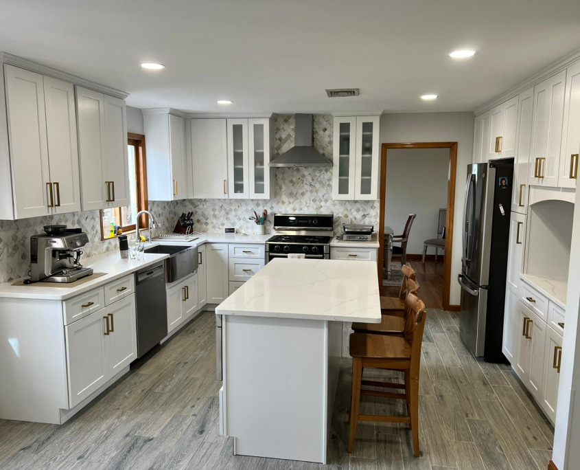 Beautiful White Shaker Kitchen Remodel Project in Little Falls, NJ | Home Art Tile Kitchen and Bath